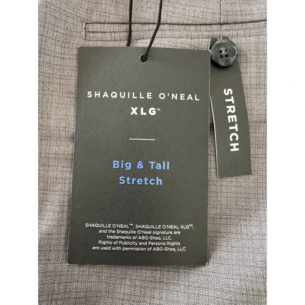 Shaquille O’Neal XLG Gray Plaid Men's Stretch Classic Fit Suit Pants 50W-30L NWT
